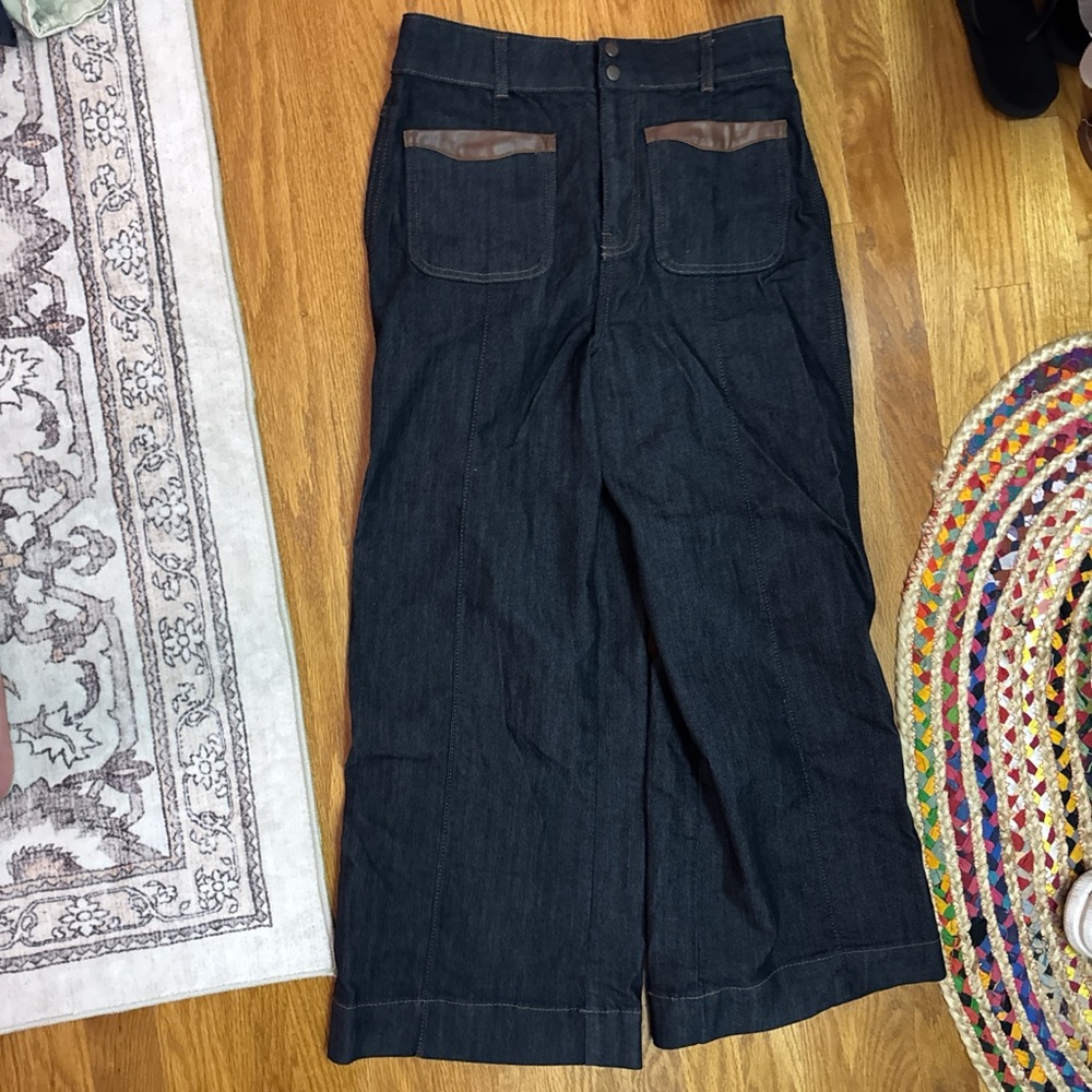 Maeve Dark Blue Wide-Leg Jeans
